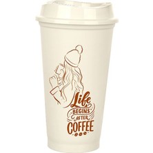 Kahve Bardağı - Kapaklı Krem 473 ml