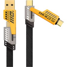 4in1 Type-C 65W To Usb-A + Type-C To Lightning 27W Hızlı Şarj Kablosu Siyah