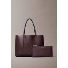 Calvin Klein Kadın Tote El Çantası Bordo Renkli %100 Poliüretan Şık ve Fonksiyonel