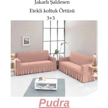 StarMall Şal Desen Jakarlı Koltuk, Kanepe, Çekyat Örtüsü, Likralı, Etekli, Koltuk Kılıfı 3+3 (Iki Adet)