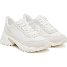 Kadın Süet Garnili Kalın Tabanlı Sneaker - Krem