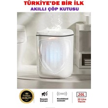 Akıllı Teknolojik Çöp Kutusu Otomatik Sensörlu Çöp Tenekesi Pilli Çöp Kovası 20L