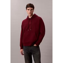 Erkek Regular Fit Premium Terry Kapüşonlu Sweatshirt - Bordo