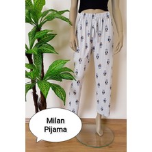 Kadın-Erkek Milan Kumaş Baskılı Rahat Kalıp Yumuşacık Esnek Dokulu Pijama Altı