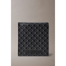 Erkek Monogram Desenli Iki Katlı Cüzdan - Siyah