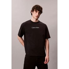 Erkek Regular Fit Yazı Baskılı Pamuklu T-Shirt - Siyah