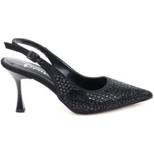 Pisagor PS-31971 8 cm Topuklu Kadın Taşlı Arkası Açık Stiletto Abiye Ayakkabı