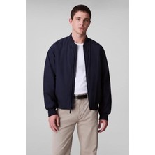 Erkek Regular Fit Ribanalı Bomber Ceket - Lacivert
