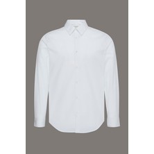 Erkek Slim Fit Supima Pamuklu Klasik Gömlek - Beyaz