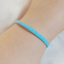 Crystal Atelier Turkuaz Makrome Bileklik - Sörfçü Bileklik - Unisex El Yapımı Makrome Asansörlü Ayarlanabilir Hediyelik - İp Bileklik - Makrome Bileklik - Turkuaz Bileklik