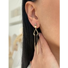 Vintage Duo Stick 14 Ayar Altın Küpe