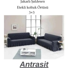 StarMall Şal Desen Jakarlı Koltuk, Kanepe, Çekyat Örtüsü, Likralı, Etekli, Koltuk Kılıfı 3+3 (Iki Adet)