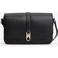 Kadın Th Lıbre Kapaklı Çapraz Askılı Çanta - Siyah