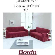 StarMall Şal Desen Jakarlı Koltuk, Kanepe, Çekyat Örtüsü, Likralı, Etekli, Koltuk Kılıfı 3+3 (Iki Adet)