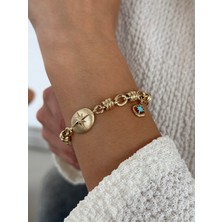 Vintage Mineli Kutup Yıldızı 14 Ayar Altın Bileklik