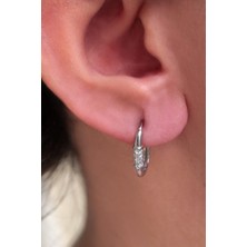 Zirkon Taşlı Gümüş Halka Küpe