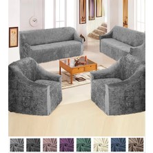 Kadife 3+3+1+1 Lastikli Kanepe Örtüsü | Lastikli Koltuk Örtüsü | Koltuk Kılıfı