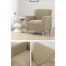 StarMall Streç Lastikli Esnek Yikanabilir Kare Desen Berjer Bir Kişilik Koltuk Örtüsü Koltuk Kılıfı (1 Adet)