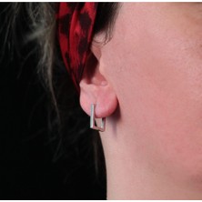 Küçük Dikdörtgen Gümüş Küpe