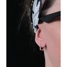 Rose Küçük Dikdörtgen Gümüş Küpe