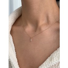 Minimal Line Taşlı 14 Ayar Altın Kolye