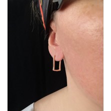 Rose Dikdörtgen Gümüş Küpe