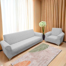 Jakarlı Çubuk, Düz Desen 3 2 1 1 Lastikli Koltuk, Kanepe, Çekyat Örtüsü, Kılıfı Esnekli