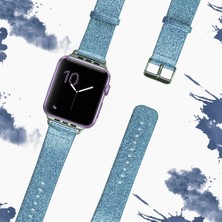 Ally Apple Watch 7-8 45MM 6-5-4 44MM Kordon Kayış Deri Parlak 3-2-1 42MM-(5775)