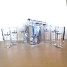 6 Adet Rakı Bardağı 1 Adet Buz Kovası Maşa Kapak Kova