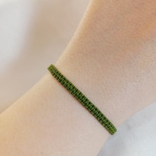 Crystal Atelier Haki Makrome Bileklik - Sörfçü Bileklik - Unisex El Yapımı Makrome Asansörlü Ayarlanabilir Hediyelik - Ip Bileklik - Makrome Bileklik - Örgü Bileklik - Haki Bileklik