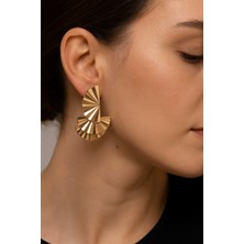 Kadın Altın Güneş Işığı Geometrik Küpe