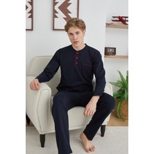 Kocabey 9111 Battal Erkek Midi Yaka Pijama Takımı - Lacivert - 6xl