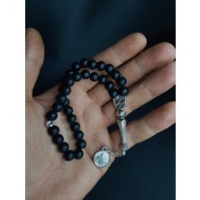 Mryart Mat Siyah Cam Boncuk Şık Tasarım Tesbih