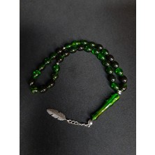 Mryart Yeşil Siyah Toz Kehribar Stil Tesbih