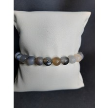 Mryart Gri Tonlamalı Karma Renk Akik Taşı Sade ve Şık Bileklik Unisex