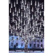 Gjob 8 Tüp Beyaz Meteor LED Işık Yağmur Işıkları Eklenebilir IP65 Dış Mekan Dekoratif Yılbaşı Süsü