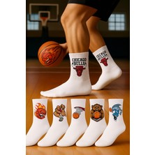 6'li Basketbol Takım Temali Kolej Pamuk Çorap