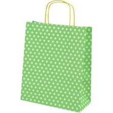 18*24*8 Yeşil Puantiyeli Saplı Kağıt Çanta 24 Adet