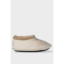 Unisex Içi Yünlü Kışlık Ev Ayakkabısı Panduf Krem