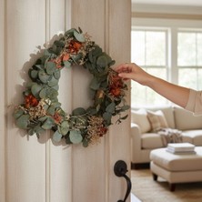 Lider Magnesia Okaliptus Yaprakları Doğal Çelenk Kapı Vb Süsü 26  cm