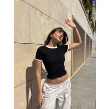 Yaka Kol Garnili Ön Parçalı Bluz