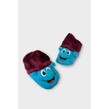 Şirin Çocuk Panduf Ev Pandufu Ev Ayakkabısı Ev Botu Kreş Okul Ayakkabısı Mavi - Bordo