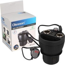 Olesson 1640 12-24V Çiftli Çift Usbli 120W 80CM Kablolu Dijital Ekranlı Araç Çakmak Çoklayıcı