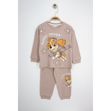 Isob P.petrol Desenli Fitilli Kumaş %100 Pamuk Kız Çocuk Pijama Takımı 3-8 Yaş 31225