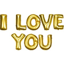 Parti Balon I Love You Folyo Balon Altın Renk 35 cm