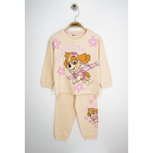 Isob P.petrol Desenli Fitilli Kumaş %100 Pamuk Kız Çocuk Pijama Takımı 3-8 Yaş 31225