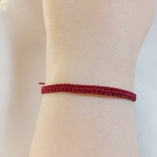 Crystal Atelier Bordo Makrome Bileklik - Sörfçü Bileklik - Unisex El Yapımı Makrome Asansörlü Ayarlanabilir Hediyelik - Ip Bileklik - Makrome Bileklik - Örgü Bileklik - Bordo Bileklik