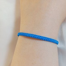 Crystal Atelier Mavi Makrome Bileklik - Sörfçü Bileklik - Unisex El Yapımı Makrome Asansörlü Ayarlanabilir Hediyelik - Ip Bileklik - Makrome Bileklik - Örgü Bileklik - Mavi Bileklik