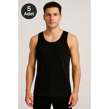 Siyah Askılı Erkek Atlet Premium 5 Adet %100 Pamuk