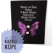 8 Mart Dünya Kadınlar Günü Kartli Kristal Kupe ,15 Adet Fiyatidir